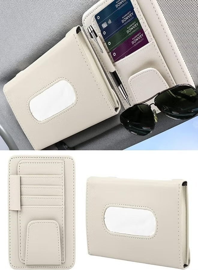 ZEESQUARE Car Tissue Holder Organizer with Accessories Glasses Holder Card Registration Holder Hanging Sun Visor - Image 1